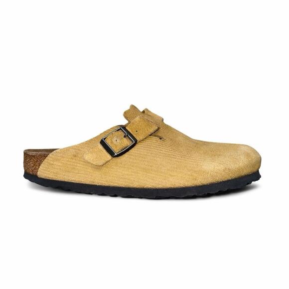 Birkenstock Shoes - Birkenstock Boston Corduroy Cork Brown Suede Embossed Leather Women's 8